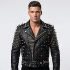 Men's Rock Punk Studded Leather Jacket