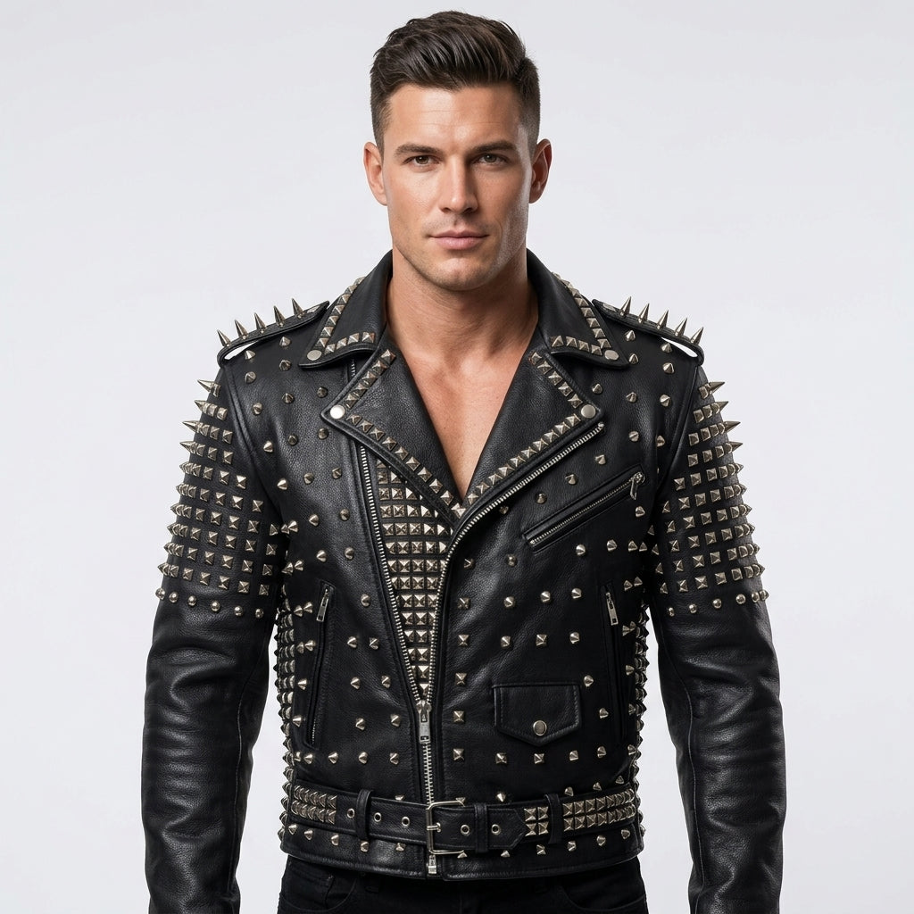 Men's Rock Punk Studded Leather Jacket