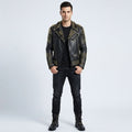 Men's Punk Rock Silver Spikes Studded Black Jacket