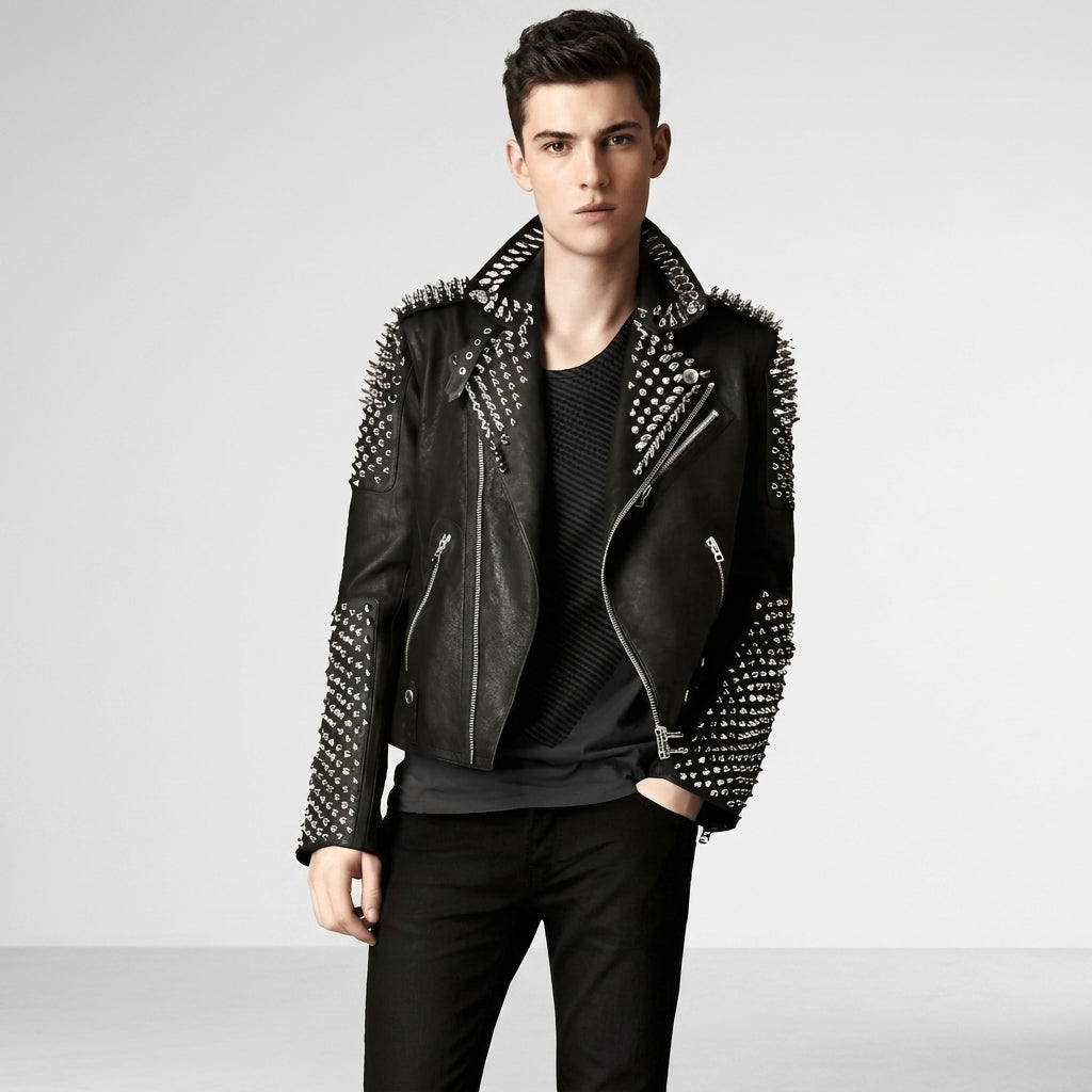 Men's Studded Punk Biker Jacket