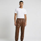 Men's Leather Pant In Dark Brown