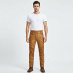 Custom Brown Tan Leather Steampunk Pants for Men