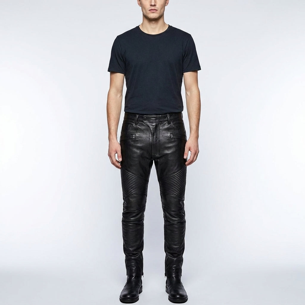 Men's Genuine Sheep Leather Biker Pant