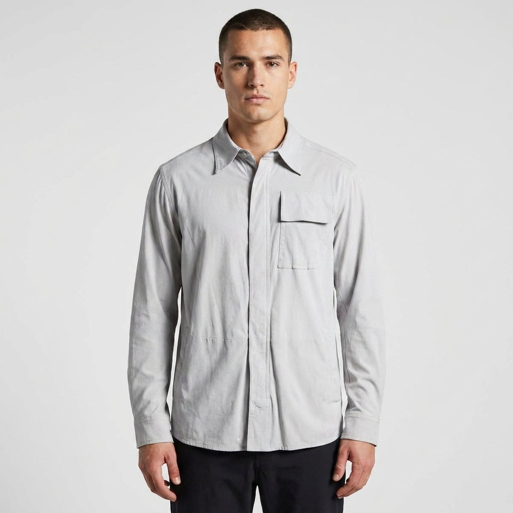 Men's White Leather Shirt In Full Sleeve