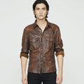 Men's Brown Leather Shirt