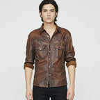 Men's Brown Leather Shirt