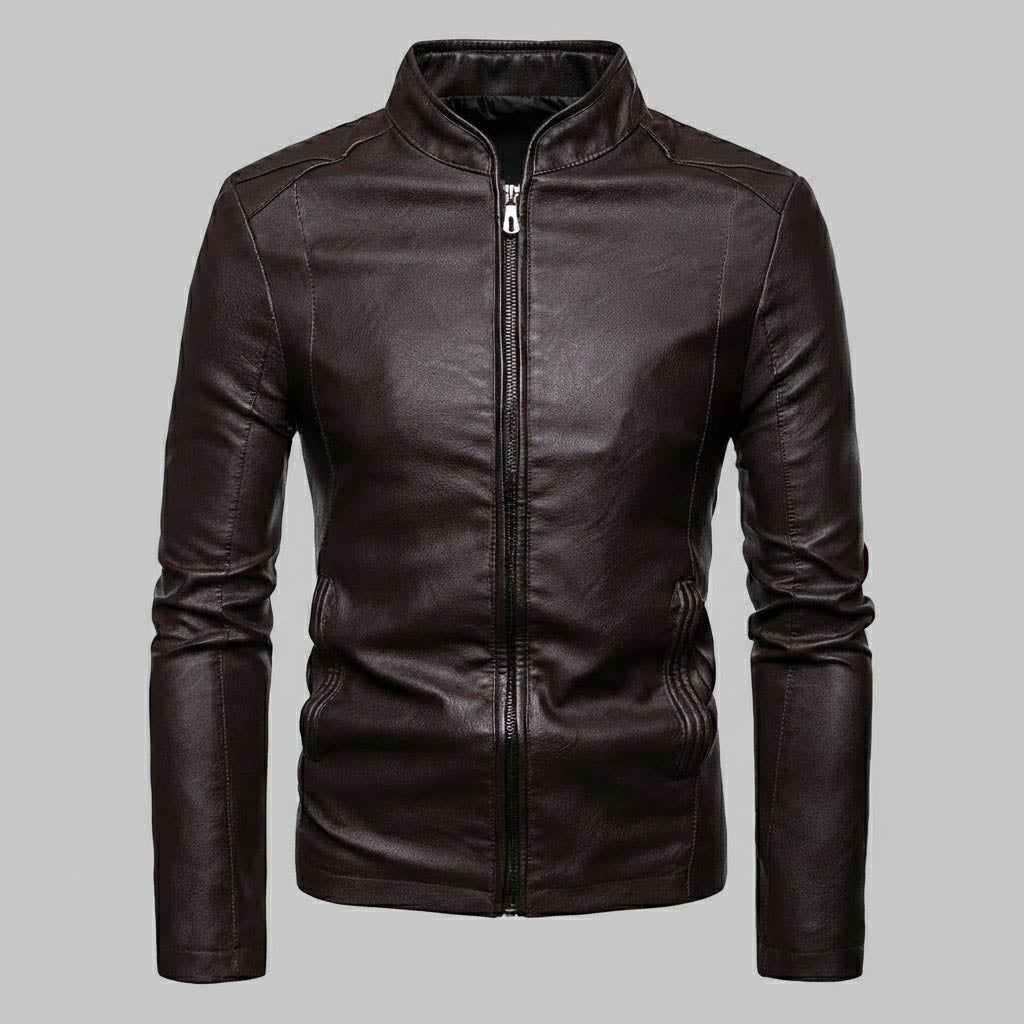 Men's Brown PU Leather Jacket - Elvora™