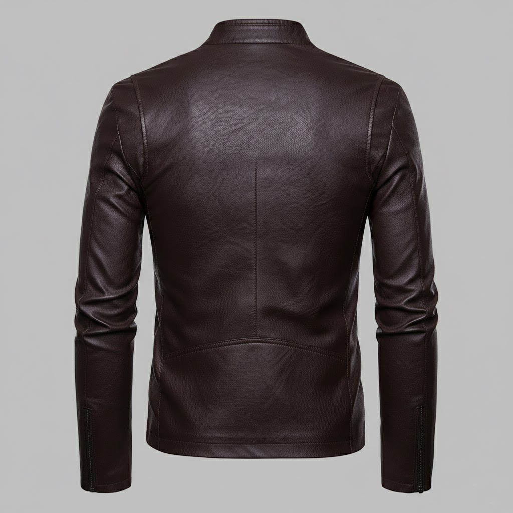 Men's Brown PU Leather Jacket - Elvora™