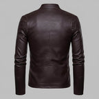 Men's Brown PU Leather Jacket - Side