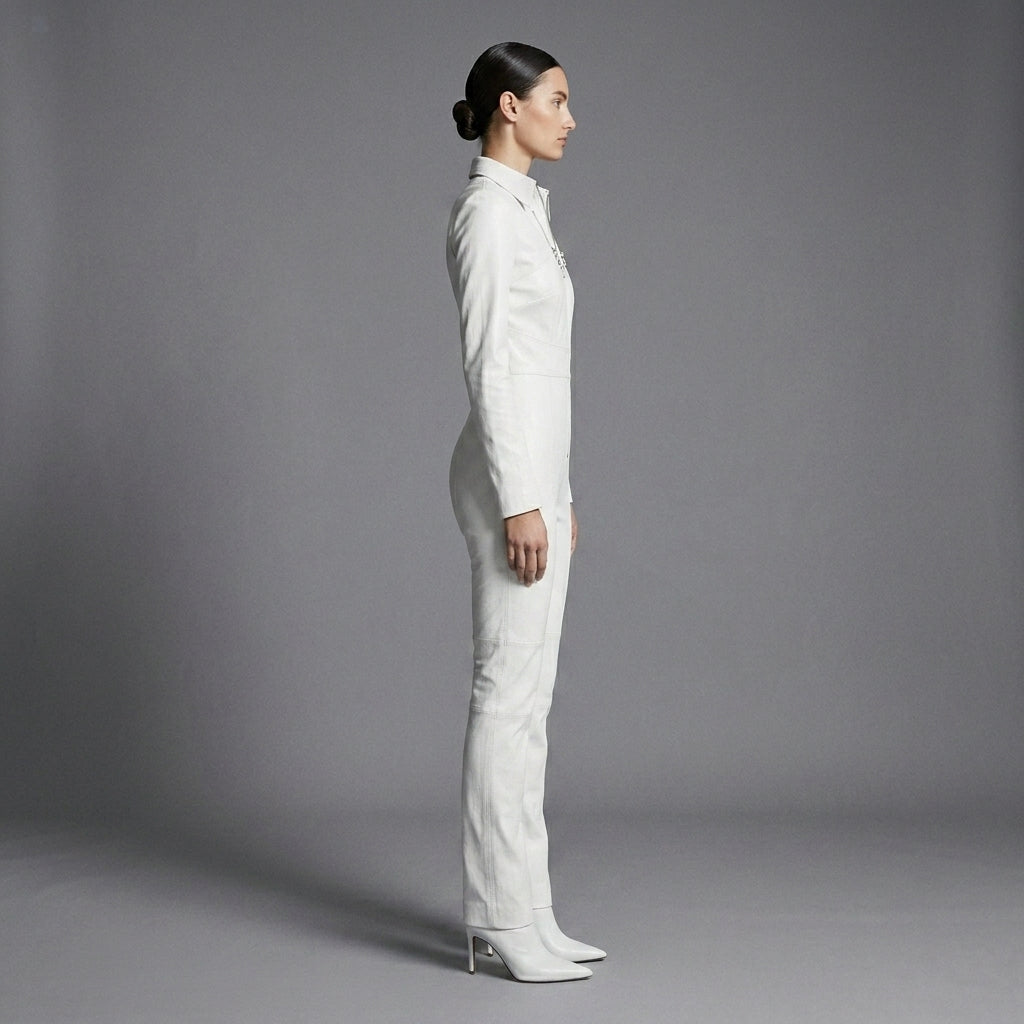 Women's White Wedding Jumpsuit - Left