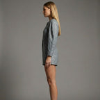 Women's Grey Leather Romper - Left