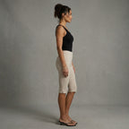 Women's White Leather Capris - Left