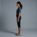 Women's Black Leather Capris - Left