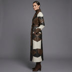 Women's Lambskin Leather Over Coat Patchwork - Left