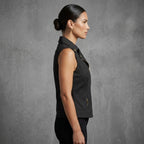 Women's Black Suede Leather Vest - Left