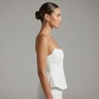 Women's White Leather Corset - Left