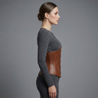 Women's Brown Leather Underbust Corset - Left