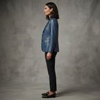 Women's 2-Button Lambskin Leather Blazer - Left