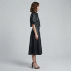 Women's Black Leather Party Dress - Left