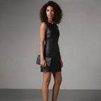 Women's Soft Lambskin Leather Slim Dress - Left