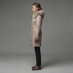 Women's Handmade Shearling Sheep Leather Long Coat - Left