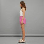 Women's Pink PU Leather Shorts - Left