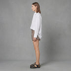 Women's Brown Leather Shorts - Left