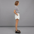 Women's White Leather Shorts - Left