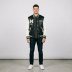 Men's Black and White Varsity Jacket