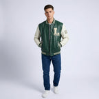 Men's  Varsity Baseball Jacket with Snap Front and Patches