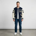 Men's Wool Varsity Jacket In Navy