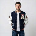 Shop Men Navy Signature Varsity Jacket