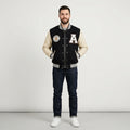 Faux Leather Outer Shell Men's Varsity Jacket