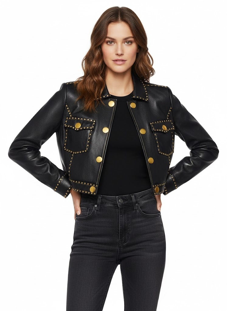 Women's B-3 Leather Flight Jacket - Front
