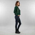Women's Emerald Studded Moto Leather Jacket - Left