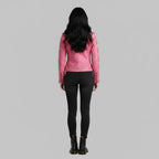 Hot Pink Studded Leather Jacket - Back