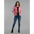 Hot Pink Studded Leather Jacket - Front