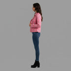 Hot Pink Studded Leather Jacket - Left