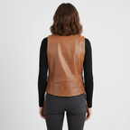 Women's Studded Distressed Leather Vest - Back