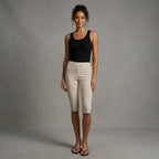 Women's White Leather Capris - Front