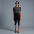 Women's Black Leather Capris - Front