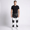 Men's Black and White Leather Pants