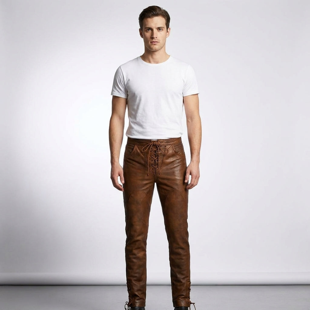Men's brown Leather Pant