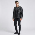 Men's Black Leather Punk Jacket