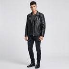 Men's Black Leather Punk Jacket