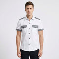 Men's Genuine Leather White Shirt Police Style