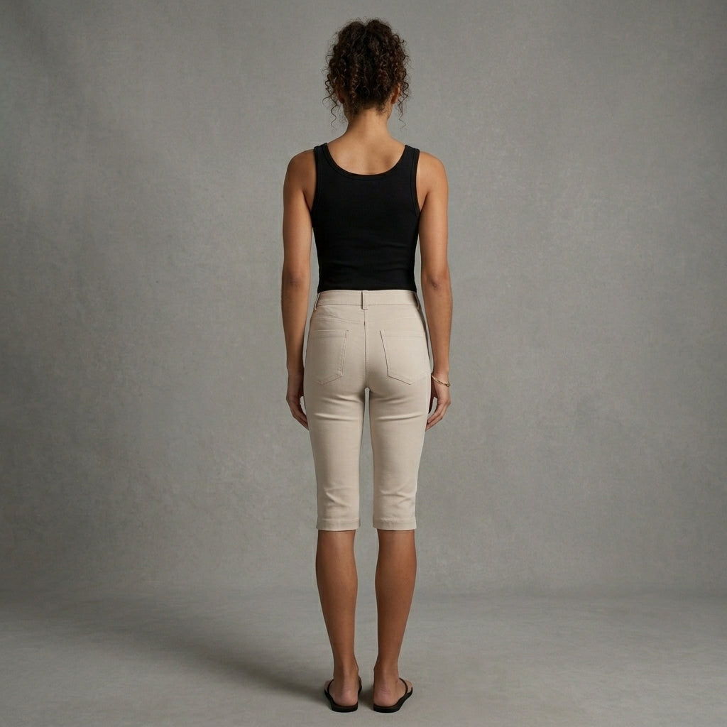 Women's White Leather Capris - Back