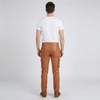 Men's Leather Pant In Tan Brown
