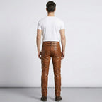 Men's Distressed Leather Pant In Brown