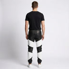 Men's Black and White Leather Pants